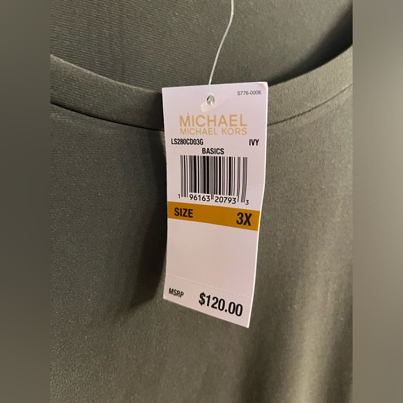 NWT Michael Kors Sleeveless Shift T Shirt Dress Basics Green Ivy 3X - Picture 7 of 9